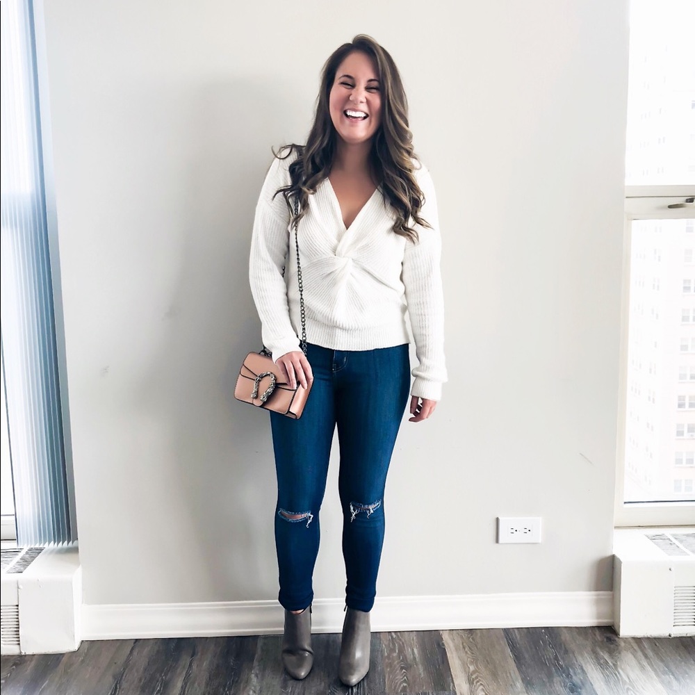 White Express Twist Sweater